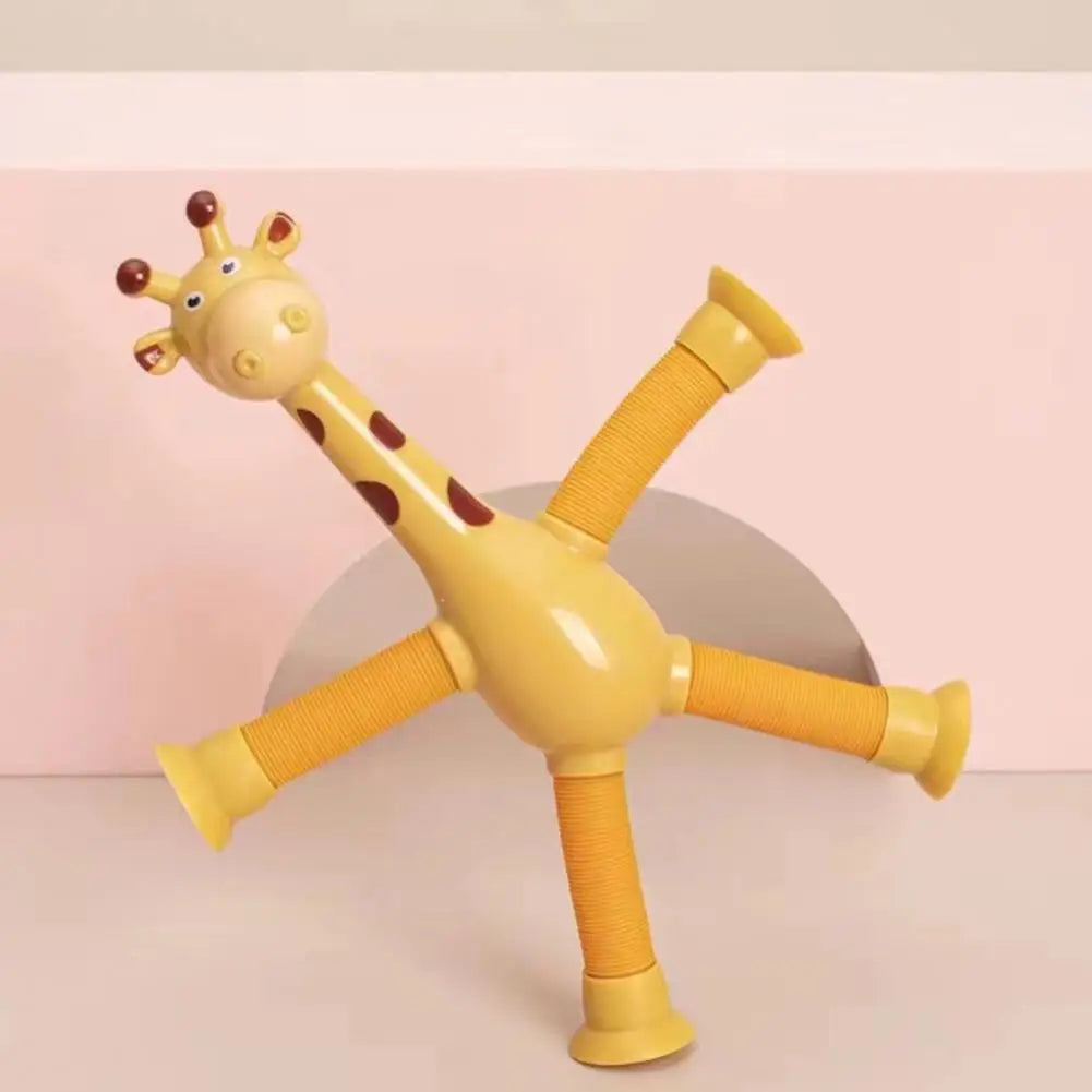 Plastic Stress Relief Miniature Telescopic Suction Cup Giraffe Decor Fidget Tubes Toy Cartoon Giraffe Educational Toy For Home