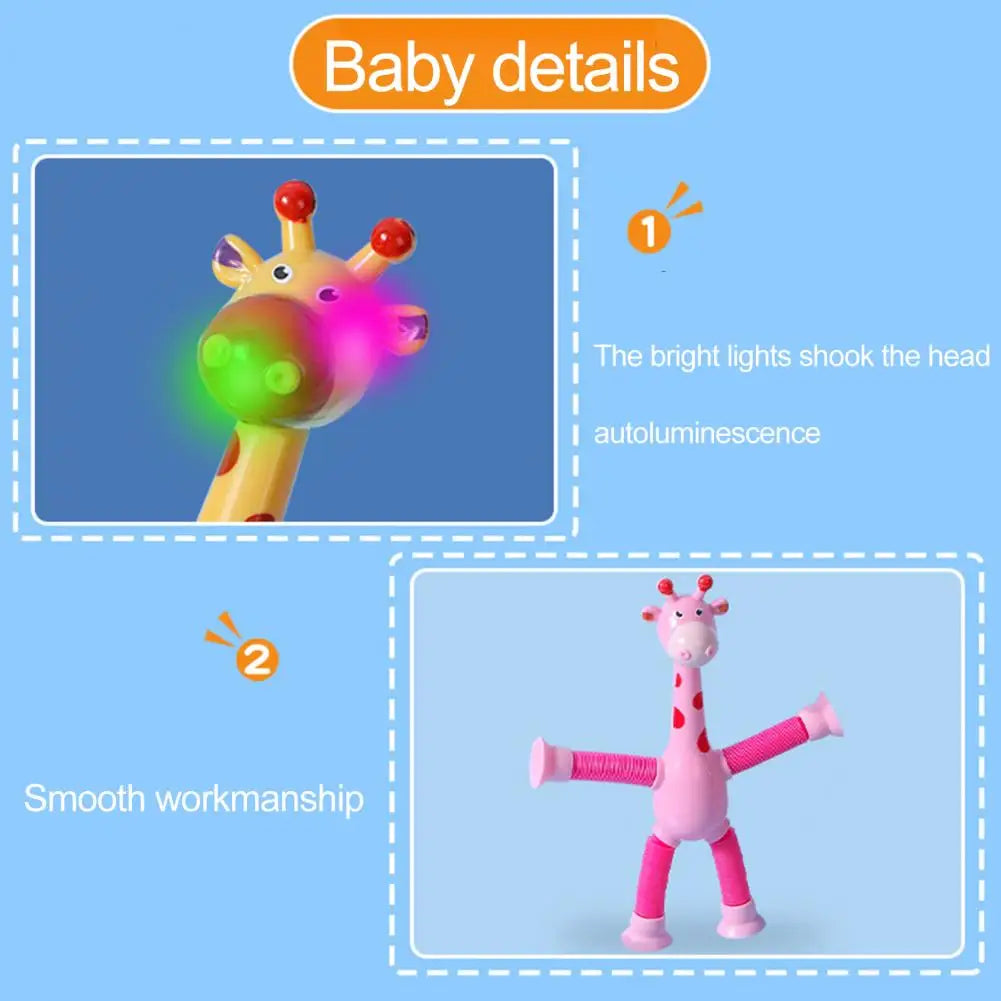 Plastic Stress Relief Miniature Telescopic Suction Cup Giraffe Decor Fidget Tubes Toy Cartoon Giraffe Educational Toy For Home