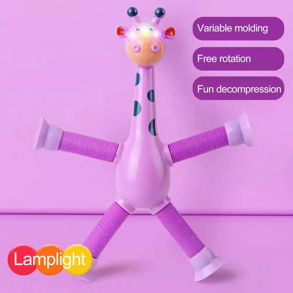 Plastic Stress Relief Miniature Telescopic Suction Cup Giraffe Decor Fidget Tubes Toy Cartoon Giraffe Educational Toy For Home