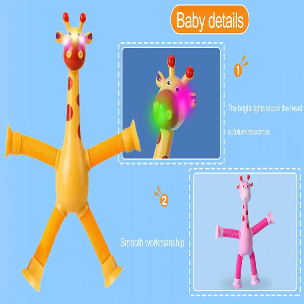 Plastic Stress Relief Miniature Telescopic Suction Cup Giraffe Decor Fidget Tubes Toy Cartoon Giraffe Educational Toy For Home