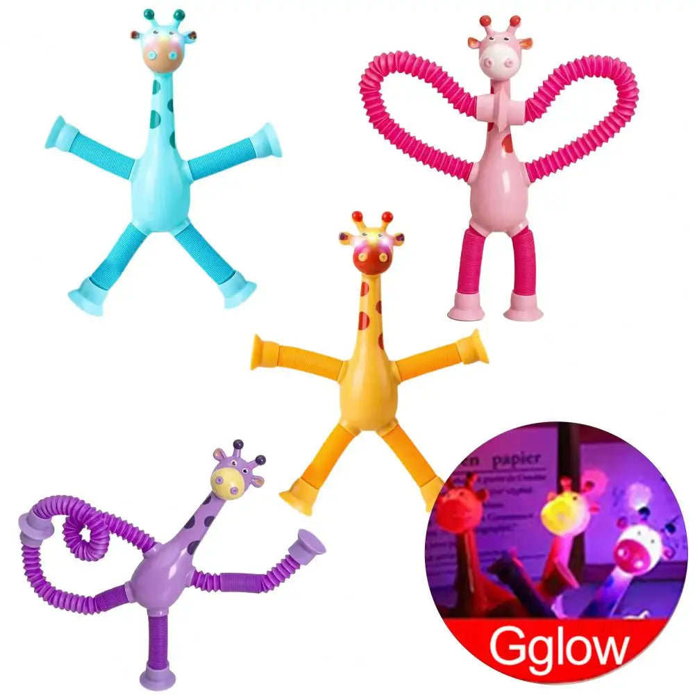 Plastic Stress Relief Miniature Telescopic Suction Cup Giraffe Decor Fidget Tubes Toy Cartoon Giraffe Educational Toy For Home