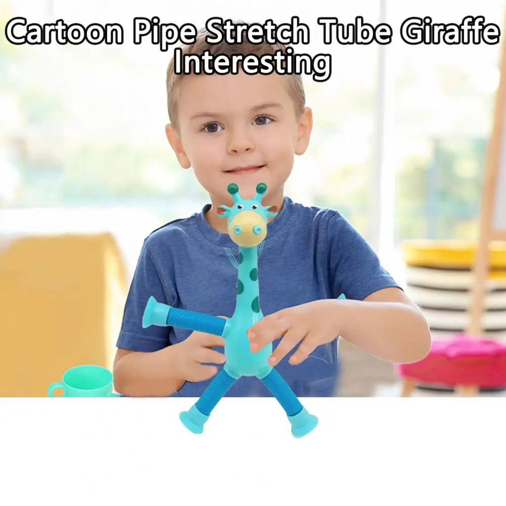 Plastic Stress Relief Miniature Telescopic Suction Cup Giraffe Decor Fidget Tubes Toy Cartoon Giraffe Educational Toy For Home