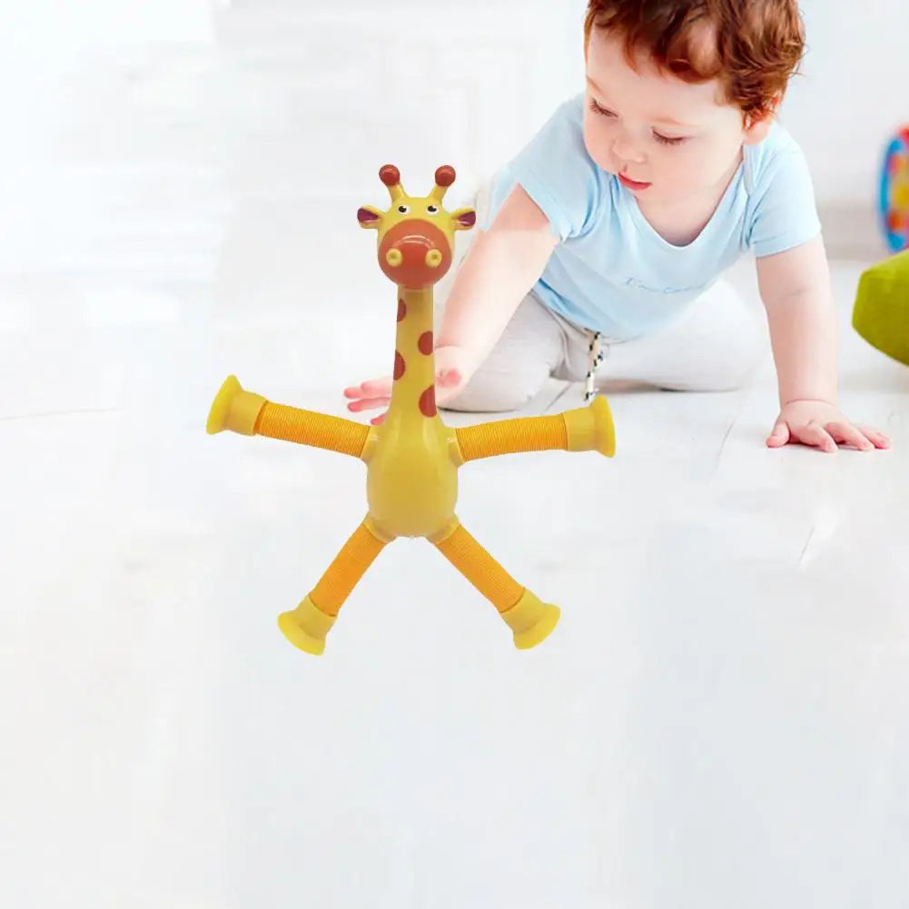 Plastic Stress Relief Miniature Telescopic Suction Cup Giraffe Decor Fidget Tubes Toy Cartoon Giraffe Educational Toy For Home