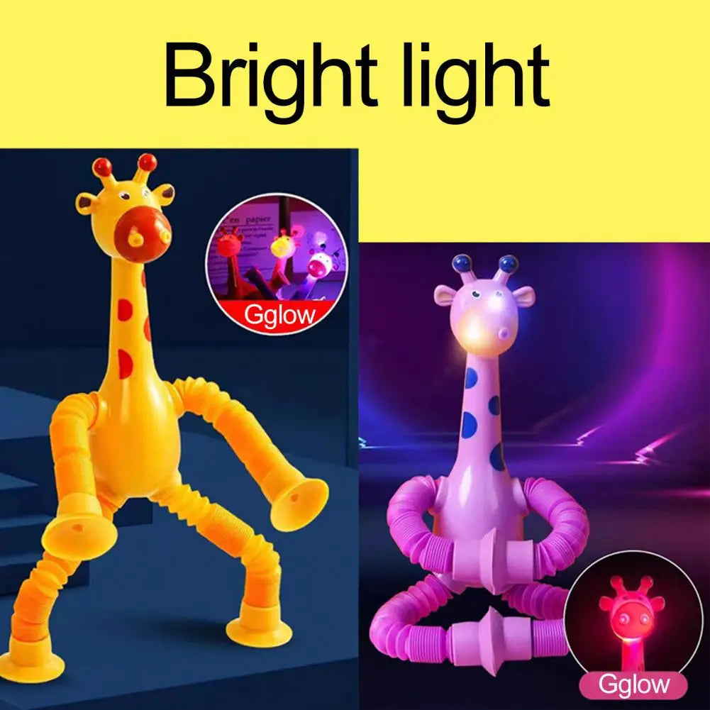 Plastic Stress Relief Miniature Telescopic Suction Cup Giraffe Decor Fidget Tubes Toy Cartoon Giraffe Educational Toy For Home