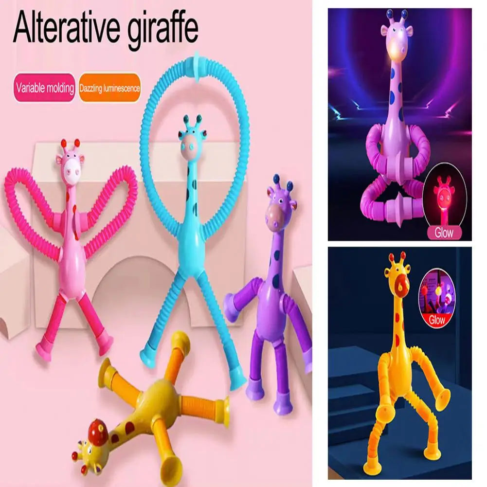 Plastic Stress Relief Miniature Telescopic Suction Cup Giraffe Decor Fidget Tubes Toy Cartoon Giraffe Educational Toy For Home