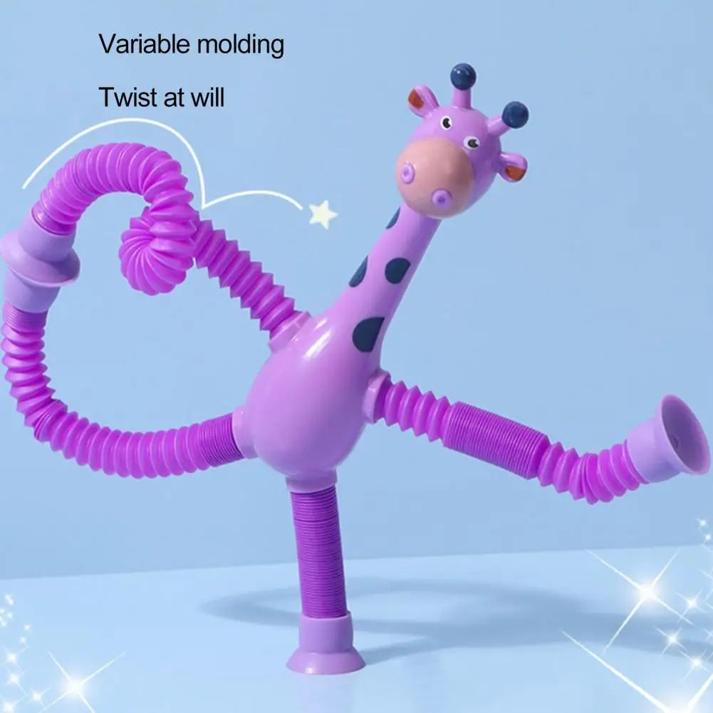 Plastic Stress Relief Miniature Telescopic Suction Cup Giraffe Decor Fidget Tubes Toy Cartoon Giraffe Educational Toy For Home