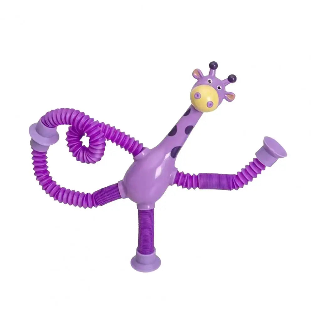 Plastic Stress Relief Miniature Telescopic Suction Cup Giraffe Decor Fidget Tubes Toy Cartoon Giraffe Educational Toy For Home