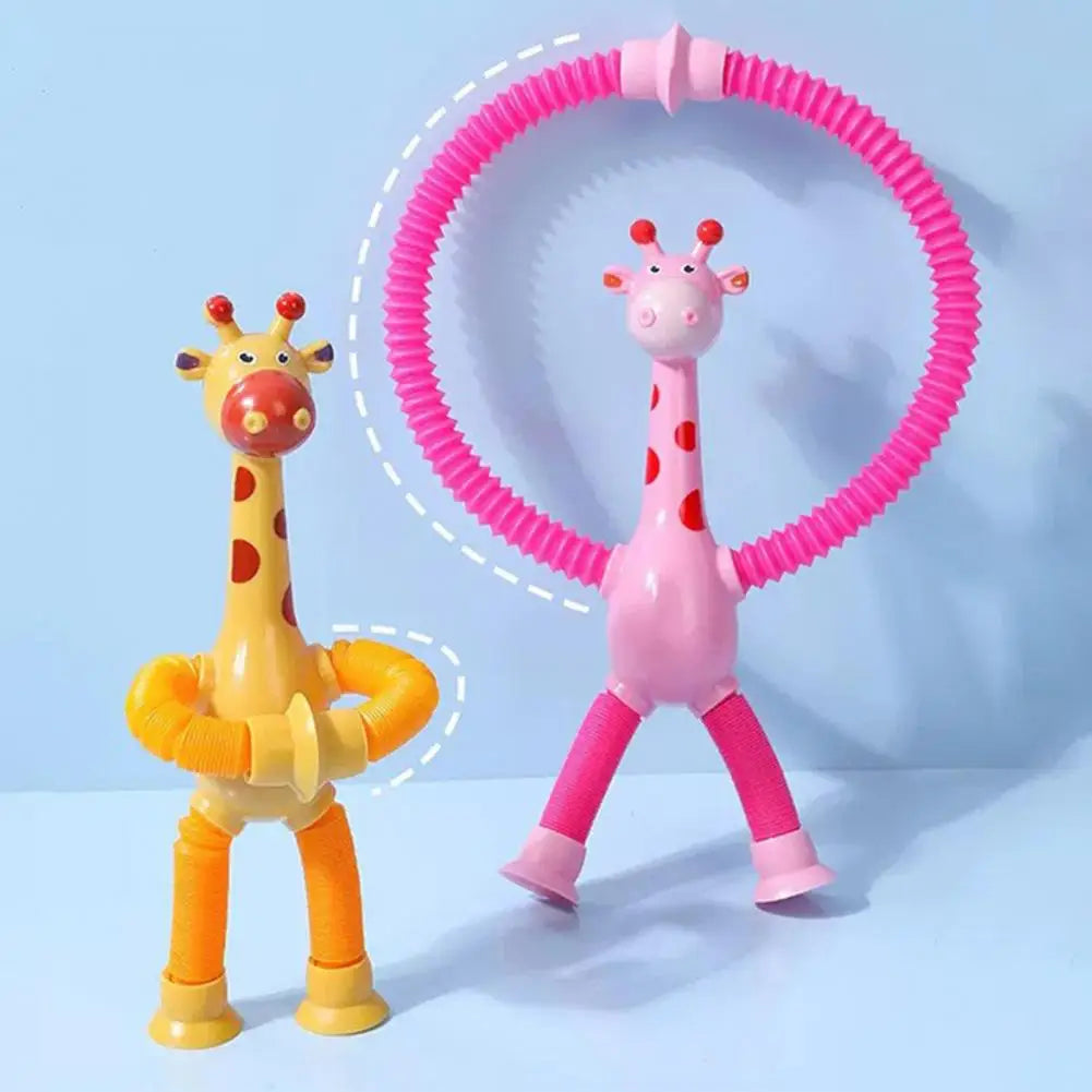 Plastic Stress Relief Miniature Telescopic Suction Cup Giraffe Decor Fidget Tubes Toy Cartoon Giraffe Educational Toy For Home