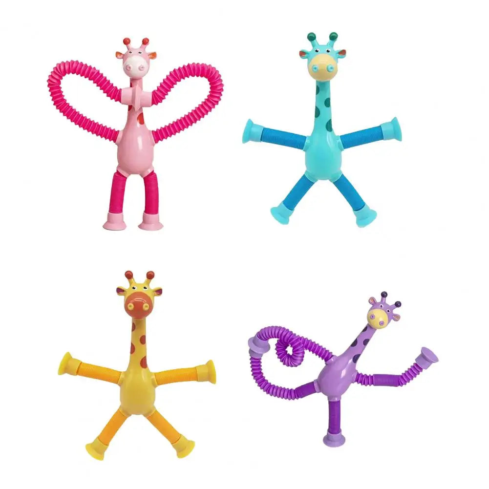 Plastic Stress Relief Miniature Telescopic Suction Cup Giraffe Decor Fidget Tubes Toy Cartoon Giraffe Educational Toy For Home