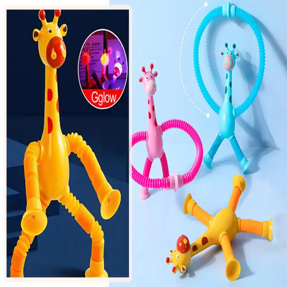 Plastic Stress Relief Miniature Telescopic Suction Cup Giraffe Decor Fidget Tubes Toy Cartoon Giraffe Educational Toy For Home