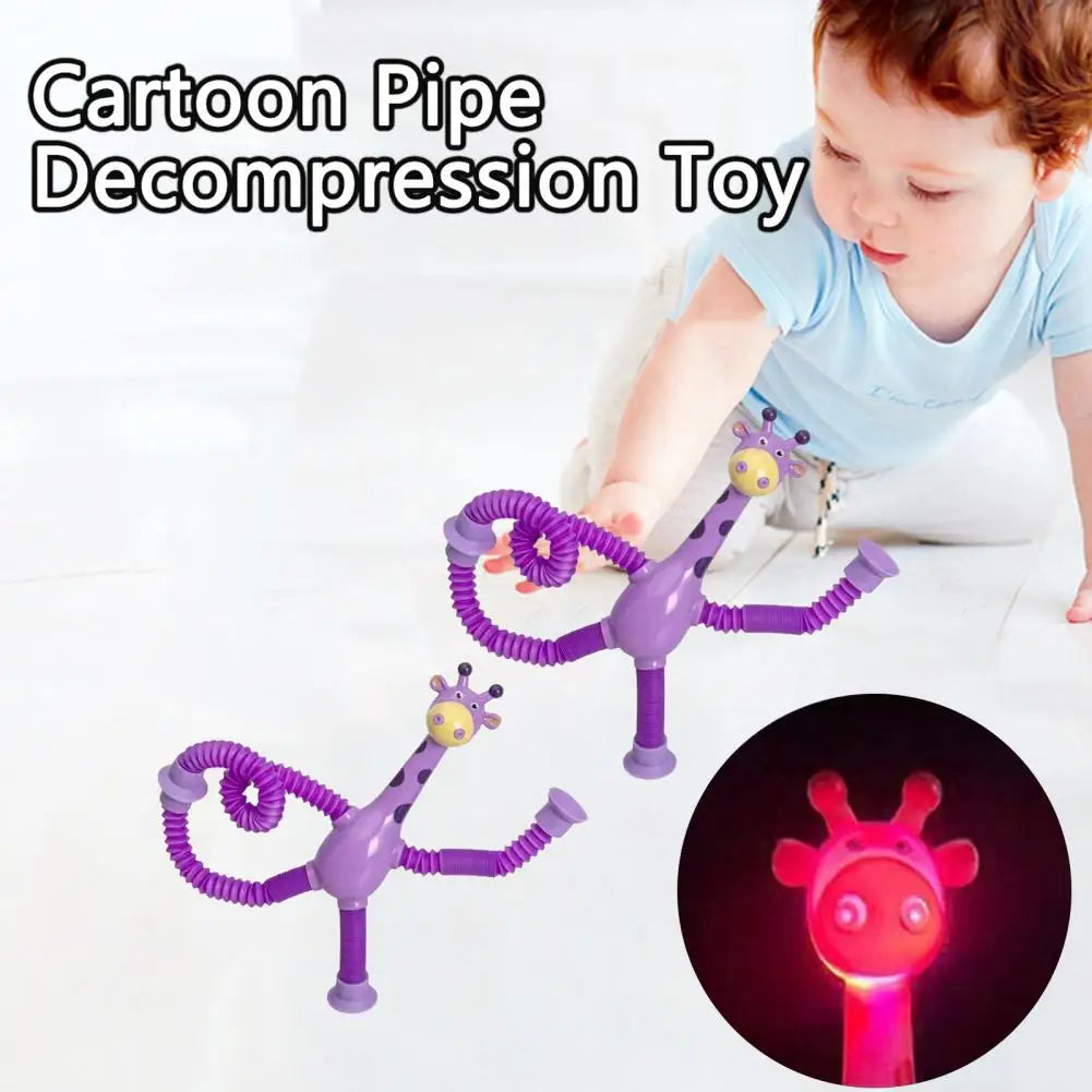 Plastic Stress Relief Miniature Telescopic Suction Cup Giraffe Decor Fidget Tubes Toy Cartoon Giraffe Educational Toy For Home